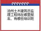 沧州土木建筑总监理工程师在哪里报名，有哪些培训班