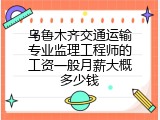 乌鲁木齐交通运输专业监理工程师的工资一般月薪大概多少钱