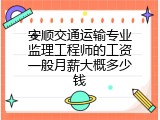 安顺交通运输专业监理工程师的工资一般月薪大概多少钱