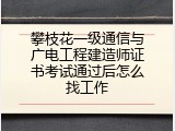 攀枝花一级通信与广电工程建造师证书考试通过后怎么找工作