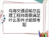乌海交通运输总监理工程师需要满足什么条件才能报考呢
