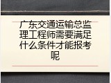 广东交通运输总监理工程师需要满足什么条件才能报考呢