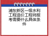 浦东新区一级水利工程造价工程师报考需要什么具体条件