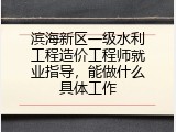 滨海新区一级水利工程造价工程师就业指导，能做什么具体工作