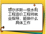 鄂尔多斯一级水利工程造价工程师就业指导，能做什么具体工作
