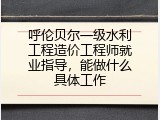呼伦贝尔一级水利工程造价工程师就业指导，能做什么具体工作