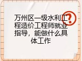 万州区一级水利工程造价工程师就业指导，能做什么具体工作