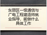 东丽区一级通信与广电工程建造师就业指导，能做什么具体工作