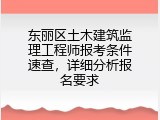 东丽区土木建筑监理工程师报考条件速查，详细分析报名要求