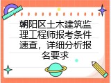 朝阳区土木建筑监理工程师报考条件速查，详细分析报名要求