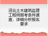 河北土木建筑监理工程师报考条件速查，详细分析报名要求