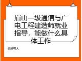 眉山一级通信与广电工程建造师就业指导，能做什么具体工作