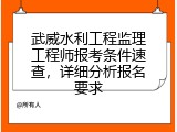 武威水利工程监理工程师报考条件速查，详细分析报名要求
