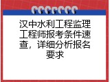 汉中水利工程监理工程师报考条件速查，详细分析报名要求
