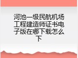 河池一级民航机场工程建造师证书电子版在哪下载怎么下