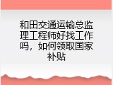 和田交通运输总监理工程师好找工作吗，如何领取国家补贴