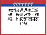 儋州交通运输总监理工程师好找工作吗，如何领取国家补贴