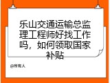 乐山交通运输总监理工程师好找工作吗，如何领取国家补贴