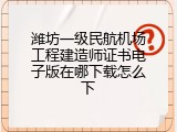 潍坊一级民航机场工程建造师证书电子版在哪下载怎么下