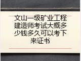 文山一级矿业工程建造师考试大概多少钱多久可以考下来证书