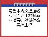 乌鲁木齐交通运输专业监理工程师就业指导，能做什么具体工作