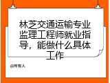 林芝交通运输专业监理工程师就业指导，能做什么具体工作