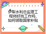 伊犁水利总监理工程师好找工作吗，如何领取国家补贴