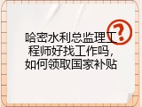 哈密水利总监理工程师好找工作吗，如何领取国家补贴