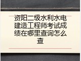资阳二级水利水电建造工程师考试成绩在哪里查询怎么查