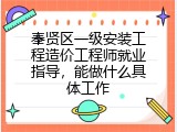 奉贤区一级安装工程造价工程师就业指导，能做什么具体工作