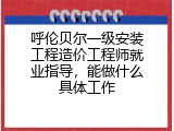 呼伦贝尔一级安装工程造价工程师就业指导，能做什么具体工作