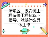涪陵区一级安装工程造价工程师就业指导，能做什么具体工作