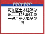 河东区土木建筑总监理工程师的工资一般月薪大概多少钱