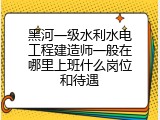 黑河一级水利水电工程建造师一般在哪里上班什么岗位和待遇