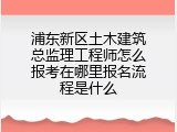 浦东新区土木建筑总监理工程师怎么报考在哪里报名流程是什么