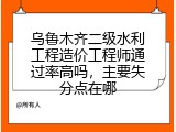 乌鲁木齐二级水利工程造价工程师通过率高吗，主要失分点在哪