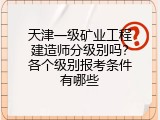 天津一级矿业工程建造师分级别吗？各个级别报考条件有哪些