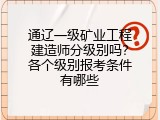 通辽一级矿业工程建造师分级别吗？各个级别报考条件有哪些
