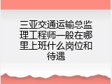 三亚交通运输总监理工程师一般在哪里上班什么岗位和待遇