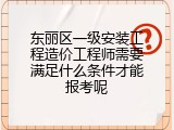 东丽区一级安装工程造价工程师需要满足什么条件才能报考呢