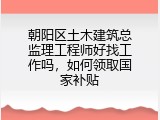 朝阳区土木建筑总监理工程师好找工作吗，如何领取国家补贴