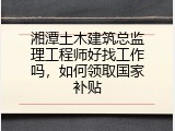 湘潭土木建筑总监理工程师好找工作吗，如何领取国家补贴