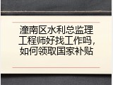 潼南区水利总监理工程师好找工作吗，如何领取国家补贴