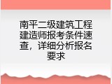 南平二级建筑工程建造师报考条件速查，详细分析报名要求