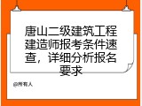 唐山二级建筑工程建造师报考条件速查，详细分析报名要求