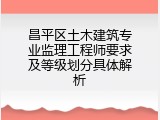 昌平区土木建筑专业监理工程师要求及等级划分具体解析