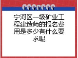 宁河区一级矿业工程建造师的报名费用是多少有什么要求呢