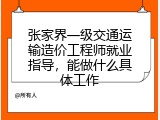 张家界一级交通运输造价工程师就业指导，能做什么具体工作