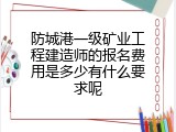 防城港一级矿业工程建造师的报名费用是多少有什么要求呢