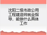 沈阳二级市政公用工程建造师就业指导，能做什么具体工作